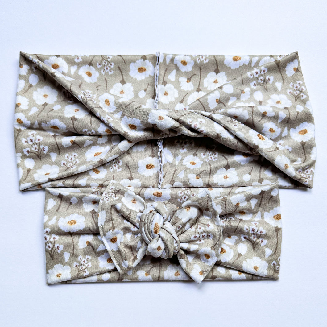 Anna’s Anemones : (Mommy & Me set) Boho Twist & Flat Bow Headband