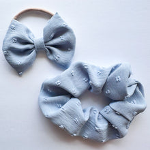 Sky Blue Swiss Dot : (Mommy & Me) Classic Bow & Scrunchie