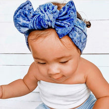 Navy Tie Dye Eyelet : Flat Bow Headband