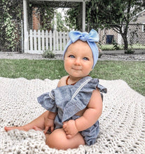 Carolina Blue Textured : Flat Bow Headband