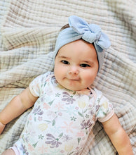 Carolina Blue Textured : Flat Bow Headband