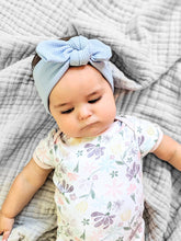 Carolina Blue Textured : Flat Bow Headband