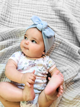 Carolina Blue Textured : Flat Bow Headband