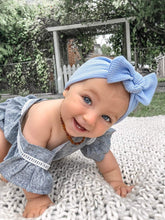 Carolina Blue Textured : Flat Bow Headband