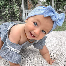 Carolina Blue Textured : Flat Bow Headband