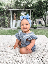 Carolina Blue Textured : Flat Bow Headband