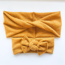 Mustard Knit : (Mommy & Me Set) Boho Twist & Flat Bow Headband