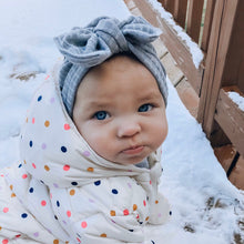 Gray Ribbed Fuzzy Hat: w/ Flat Bow