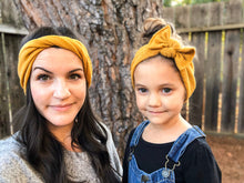 Mustard Knit : (Mommy & Me Set) Boho Twist & Flat Bow Headband