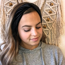 ADULT Black Velvet : (skinny) Boho Twist Headband