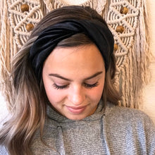 ADULT Black Velvet : (skinny) Boho Twist Headband
