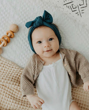 Deep Teal Ribbed: XL Flat Bow Headband