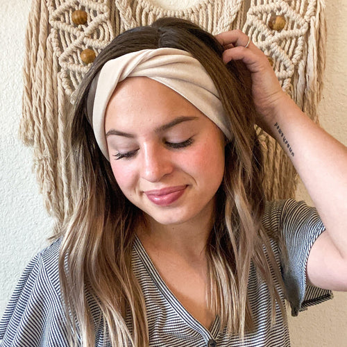ADULT Champagne Velvet : (skinny) Boho Twist Headband