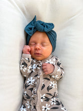 Deep Teal Ribbed: XL Flat Bow Headband