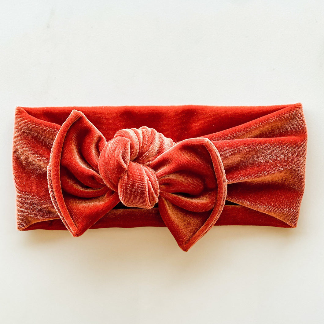Persimmons Velvet : Flat Bow Headband