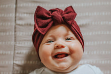 Super Soft Burgundy Sweater Hat : w/ Flat Bow