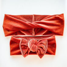 Persimmons Velvet : (Mommy and Me set) Skinny Boho Twist & Flat Bow Headband