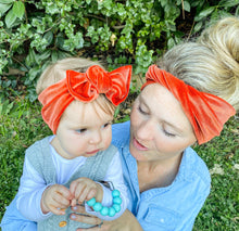 Persimmons Velvet : (Mommy and Me set) Skinny Boho Twist & Flat Bow Headband