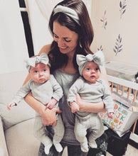 Super Soft Gray Sweater : (Mommy & Me set) Boho Twist & Flat Bow Headband
