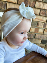 Soft Cream Ribbed : XL Flat Bow Headband
