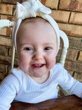 Soft Cream Ribbed : XL Flat Bow Headband