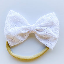 White Embroidered : Classic Bow
