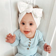 Soft Cream Ribbed : XL Flat Bow Headband