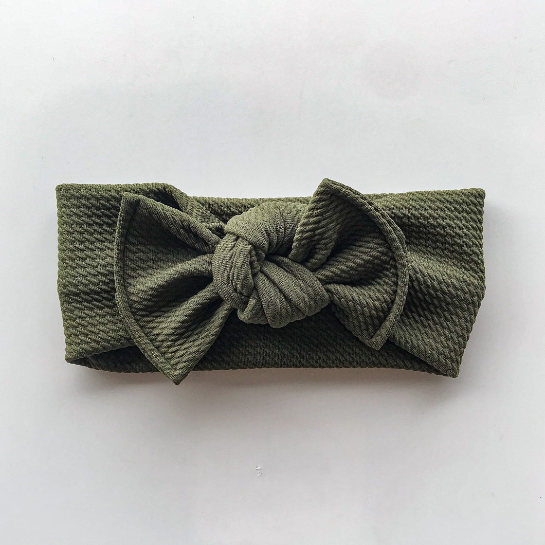 Forest Green Textured: Flat Bow Headband