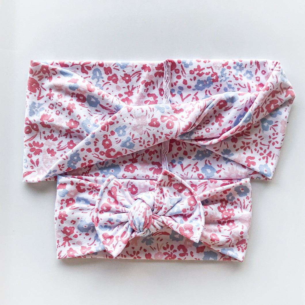 Ditsy Daisy : (Mommy & Me set) Boho Twist & Flat Bow Headband