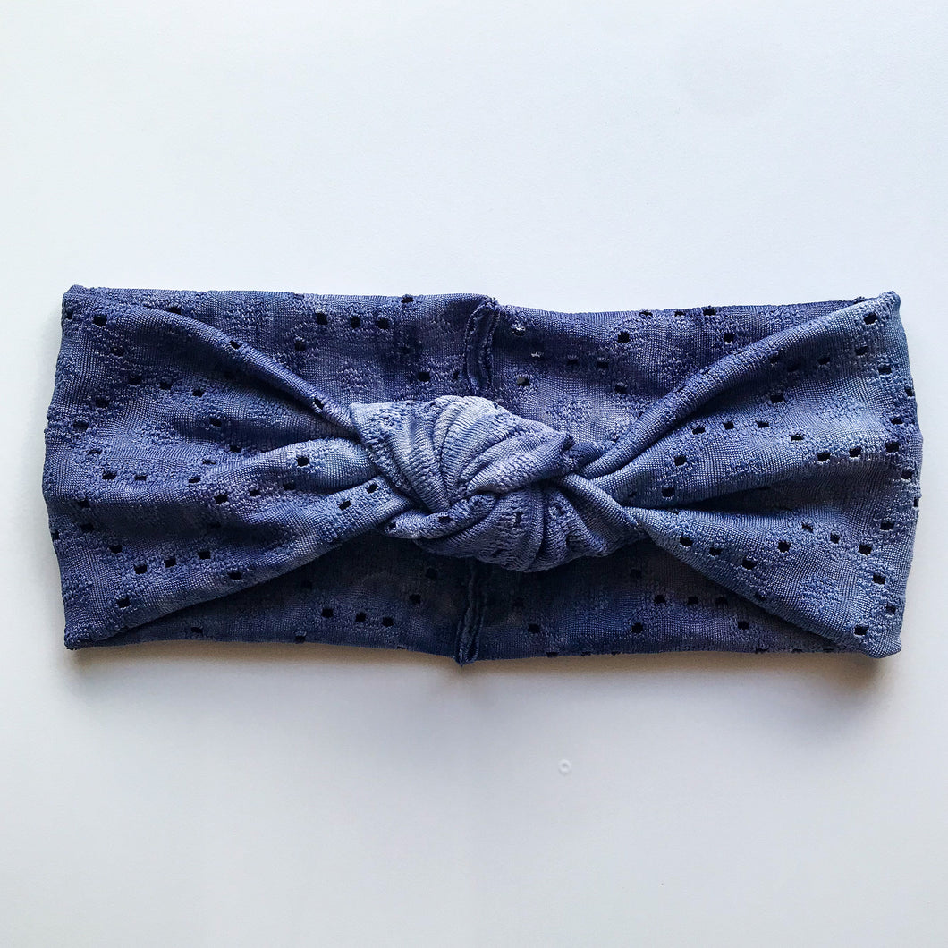 Navy Tie Dye Eyelet: Retro Knot Headband