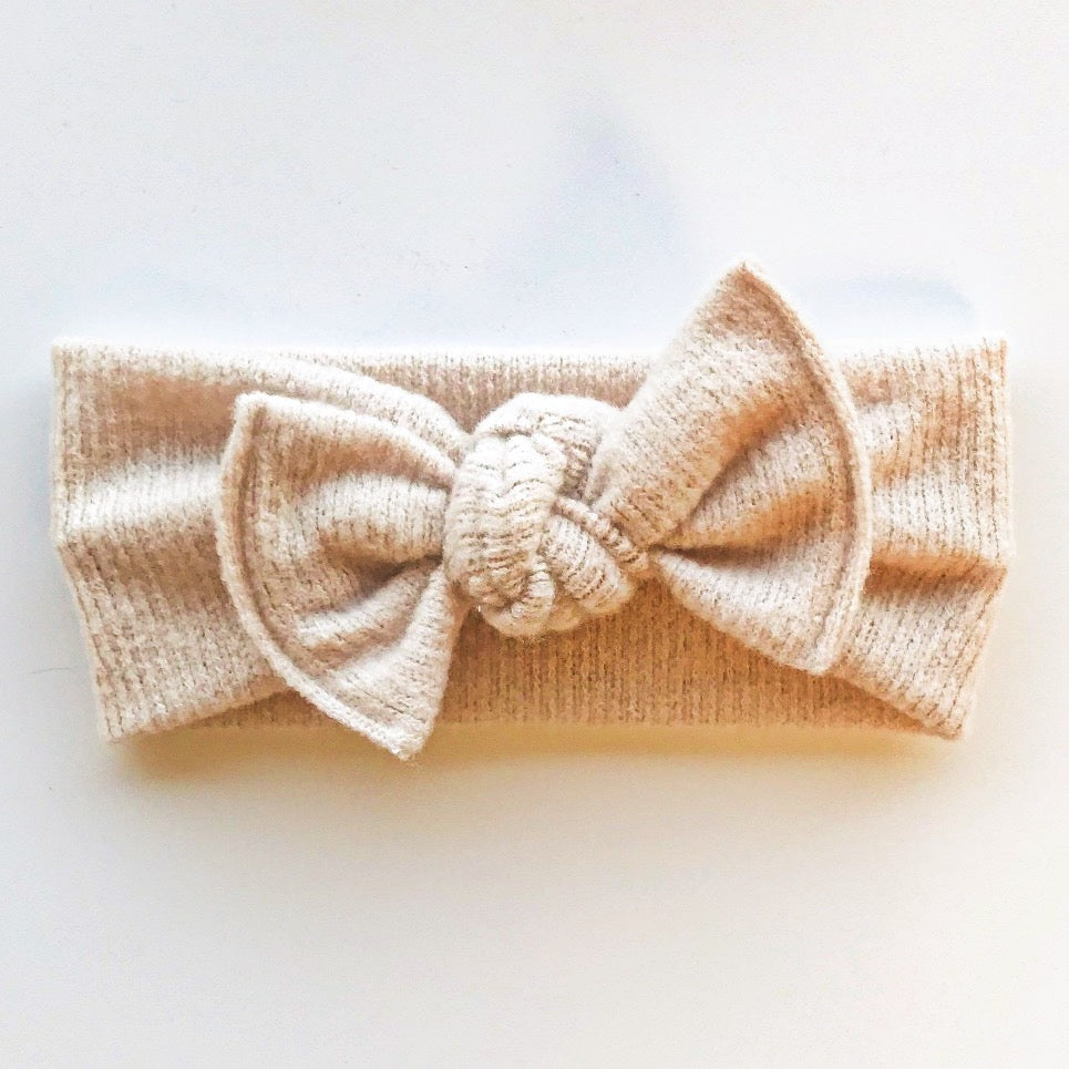 Heathered Natural : Flat Bow Headband