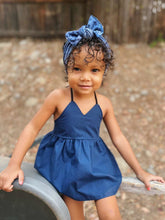 Navy Tie Dye Eyelet : Flat Bow Headband