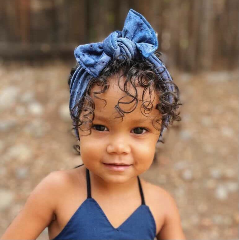Navy Tie Dye Eyelet : Flat Bow Headband