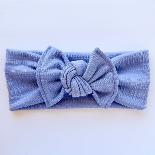 Dusty Blue Stretch Gauze : Flat Bow Headband