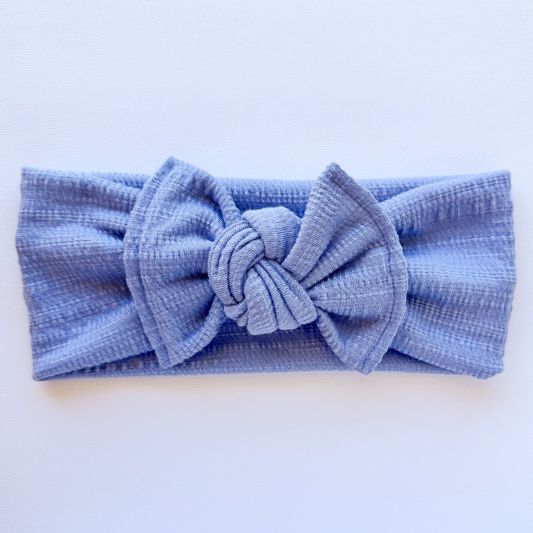 Dusty Blue Stretch Gauze : Flat Bow Headband