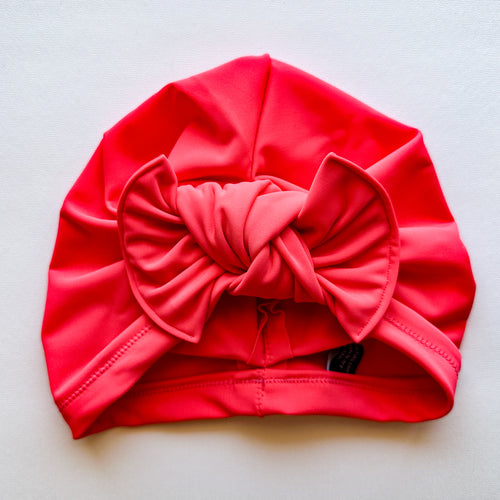 SWIM Bright Coral Sun Hat : w/ Flat Bow