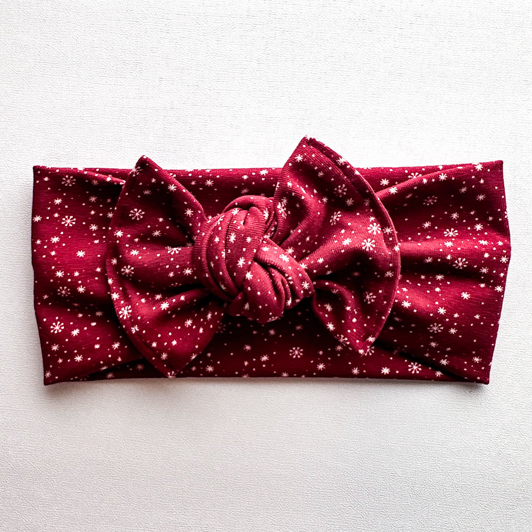 Sangria Snowflakes : Flat Bow Headband