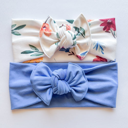 Wildflower Blues Set : Flat Bow Headbands