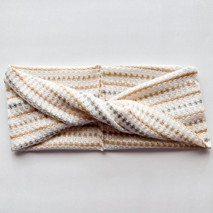 ADULT Neutral Stripes Waffle : Boho Twist Headband