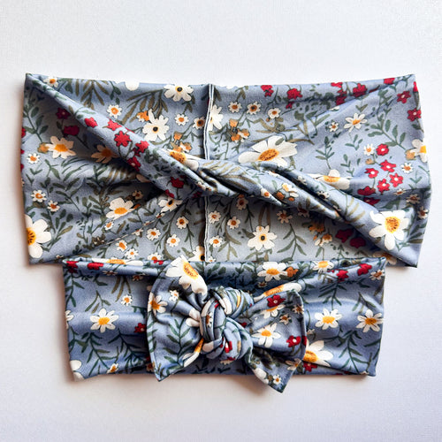 Denim Daisies : (Mommy & Me set) Boho Twist & Flat Bow Headband