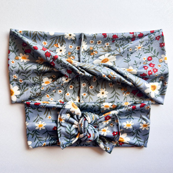 Denim Daisies : (Mommy & Me set) Boho Twist & Flat Bow Headband