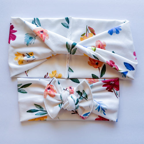 Wildflower Sprigs : (Mommy & Me set) Boho Twist & Flat Bow Headband