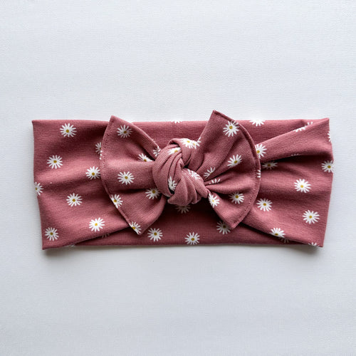 Mauve Buds : Flat Bow Headband