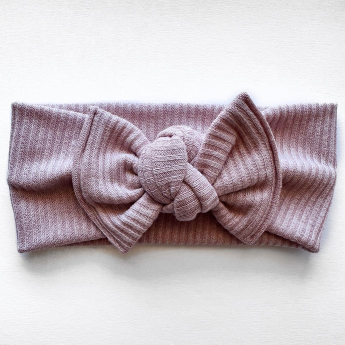 French Rose Ribbed : Flat Bow Headband