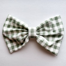Sage Gingham : Scarf Bow (on clip)