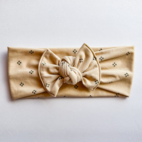 Tan Dots : Flat Bow Headband