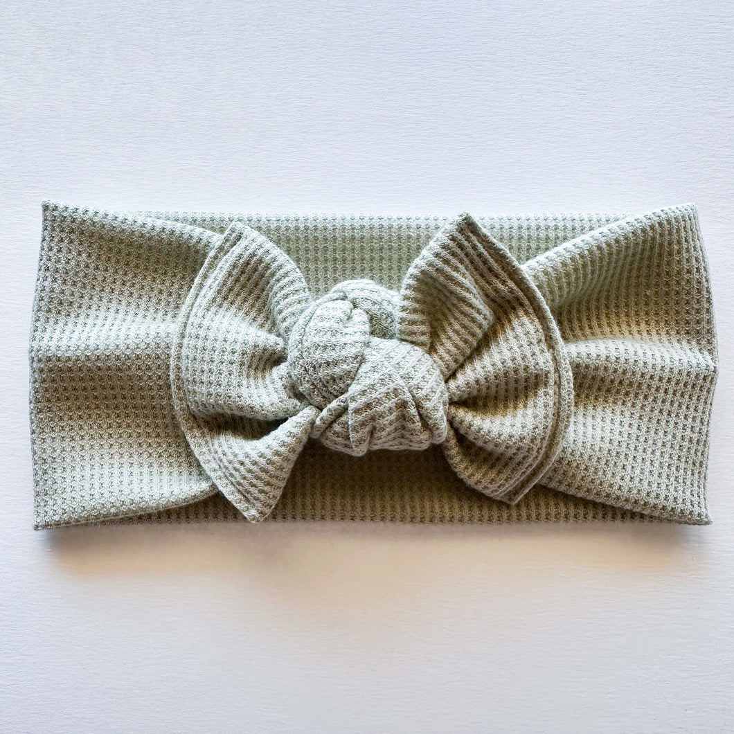 Soft Sage Thermal : Flat Bow Headband