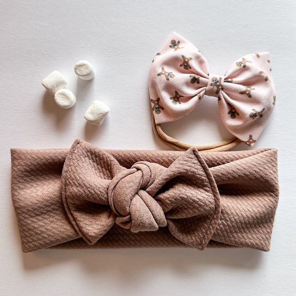 Cookies & Cocoa Set : (2 items) Baby Bow & Flat Bow