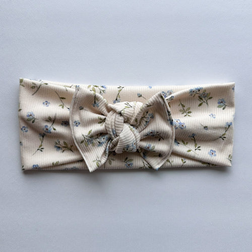 Ditsy Blue Blooms : Flat Bow Headband