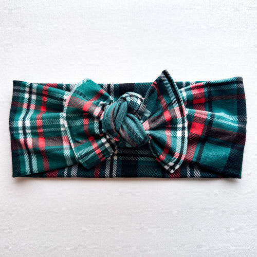 Christmas Plaid : Flat Bow Headband